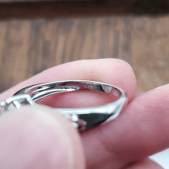 Size 9 925 Sterling Silver Clear Moissanite Diamonds Ring - Picture 6 of 9